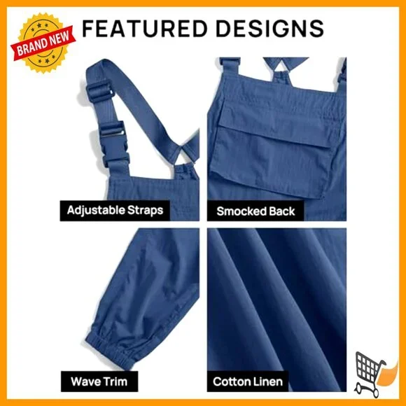 Sleeveless Overalls Jumpsuit with Adjustable Straps and Pockets - Picture 5 of 7